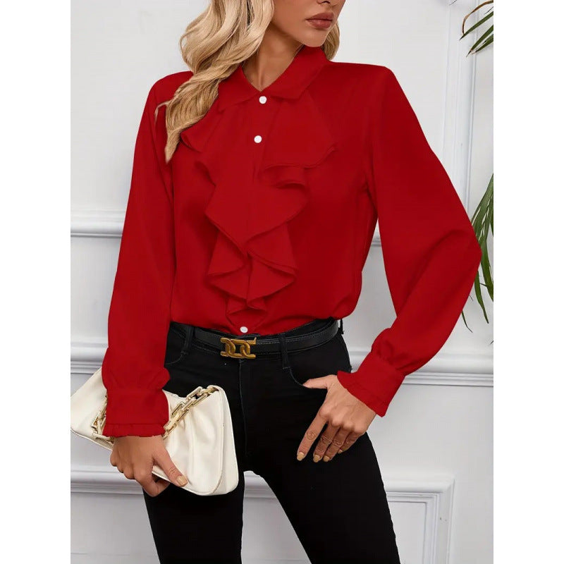 Damen Bluse mitraffinierten Rüschendetails und eleganten Ärmeln Krohn-e