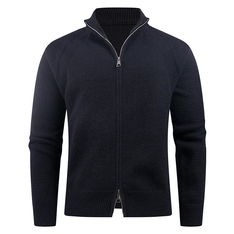 Herren hochwertige Strickjacke mit modernem Reißverschluss und hochgezogenem Kragen Krohn-e
