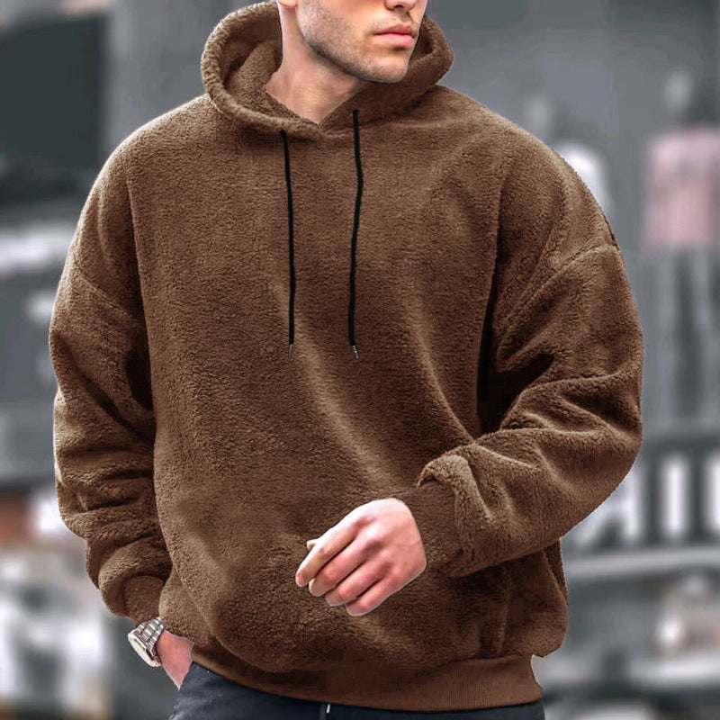 Herren Kuscheliger Fleece-Hoodie mit Kängurutasche und verstellbarer Kapuze Krohn-e