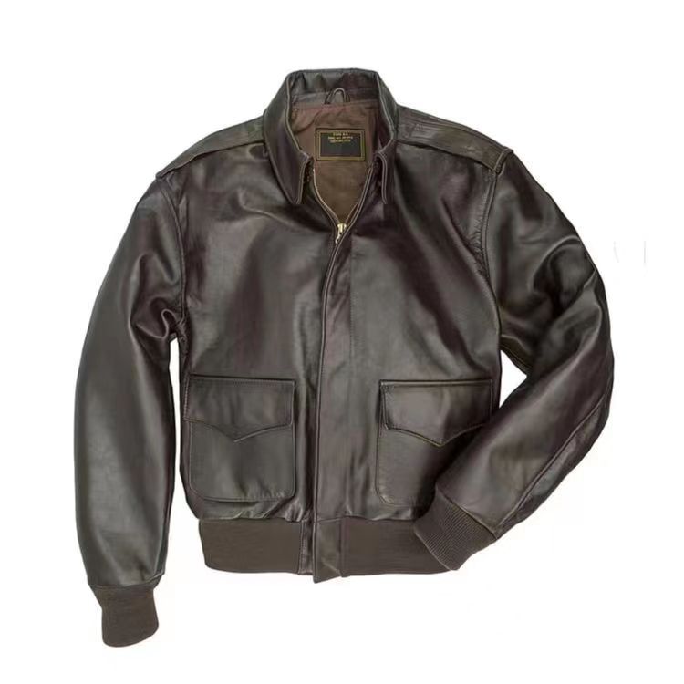 Herren Flugjacke aus hochwertigem Lammleder mit praktischen Taschen und elastischem Bündchen Krohn-e