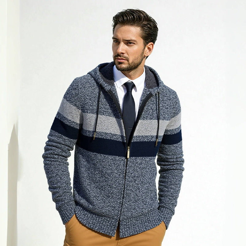 Herren Strickjacke mit Kapuze und modischem Zipper Krohn-e