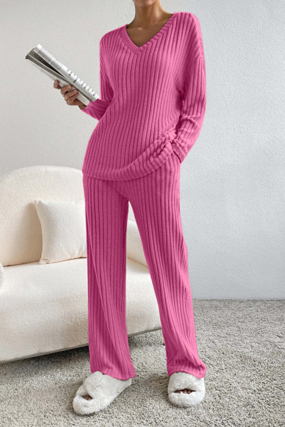 Damen Bequemes Lounge-Set mit Rippstruktur Krohn-e