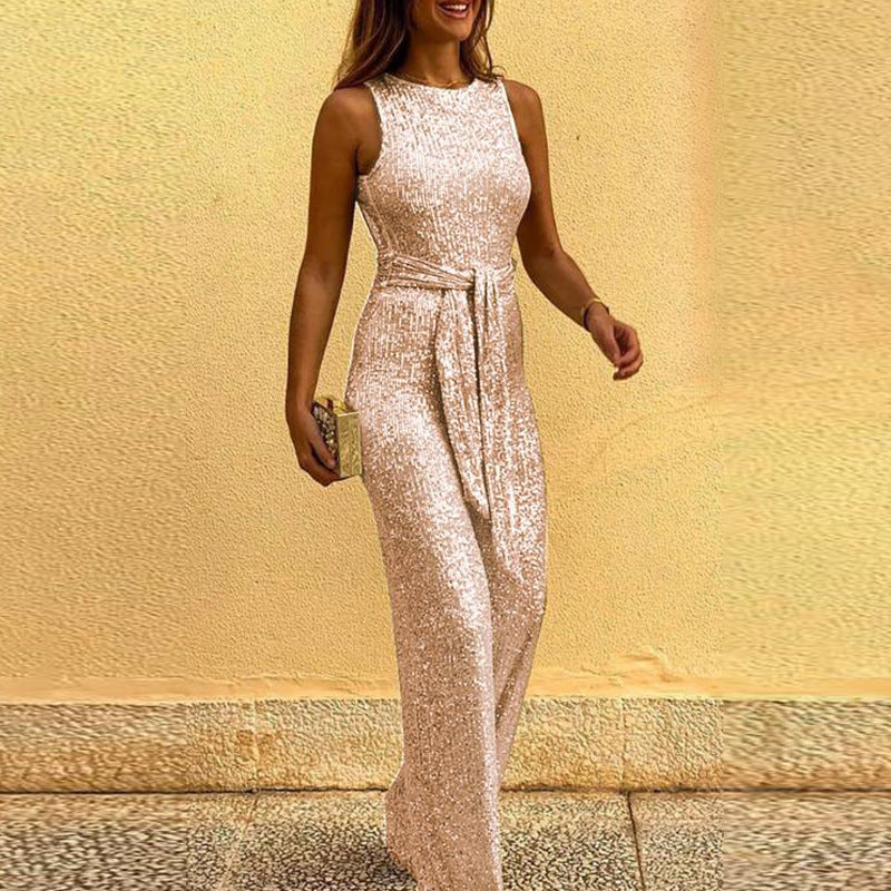 Damen Glitzerndes Abendkleid mit elegantem Taillengürtel Krohn-e