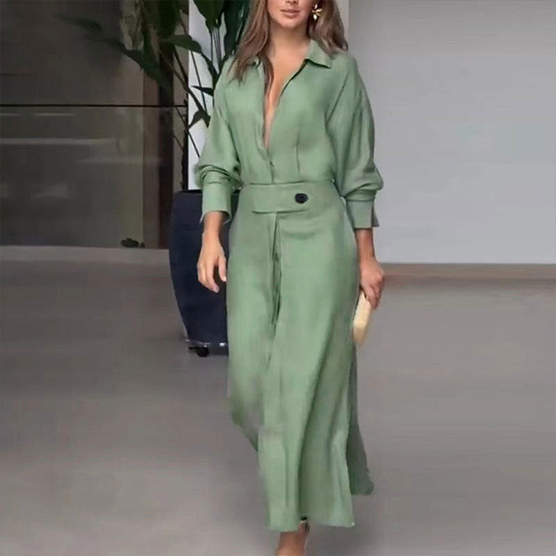 Damen Maxikleid aus leichtem Leinen mit eleganter Knopfleiste und praktischen Seitenschlitzen Krohn-e