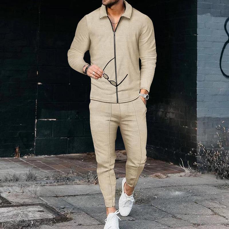 Herren modisches Freizeitanzug mit strukturiertem Oberteil und moderner Hose Krohn-e