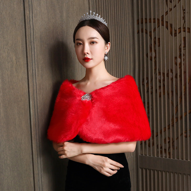 Damen eleganter und luxuriöser Umhang aus Kunstpelz Krohn-e