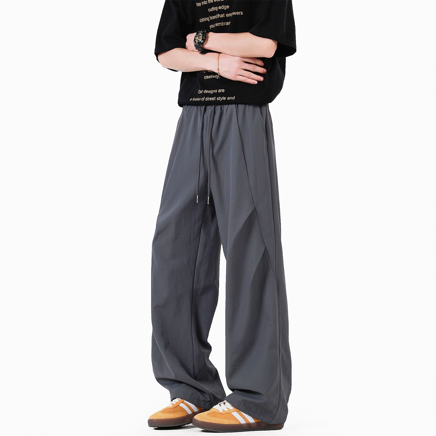 Unisex elegante Freizeithose mit hohem Bund und lockerer Passform Krohn-e