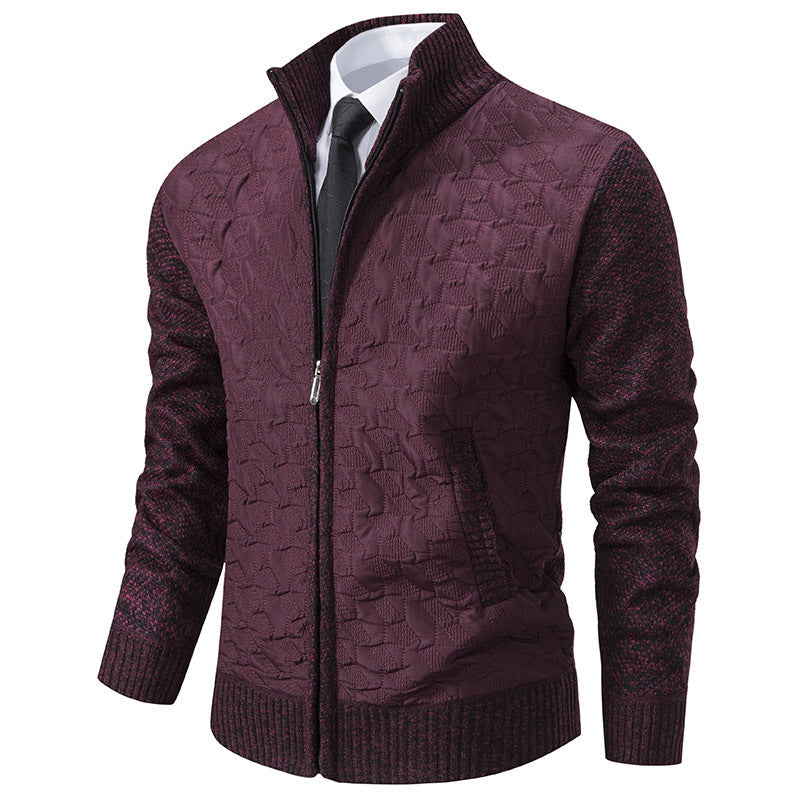 Herren stylische Steppjacke mit strukturiertem Obermaterial und hohem Kragen Krohn-e