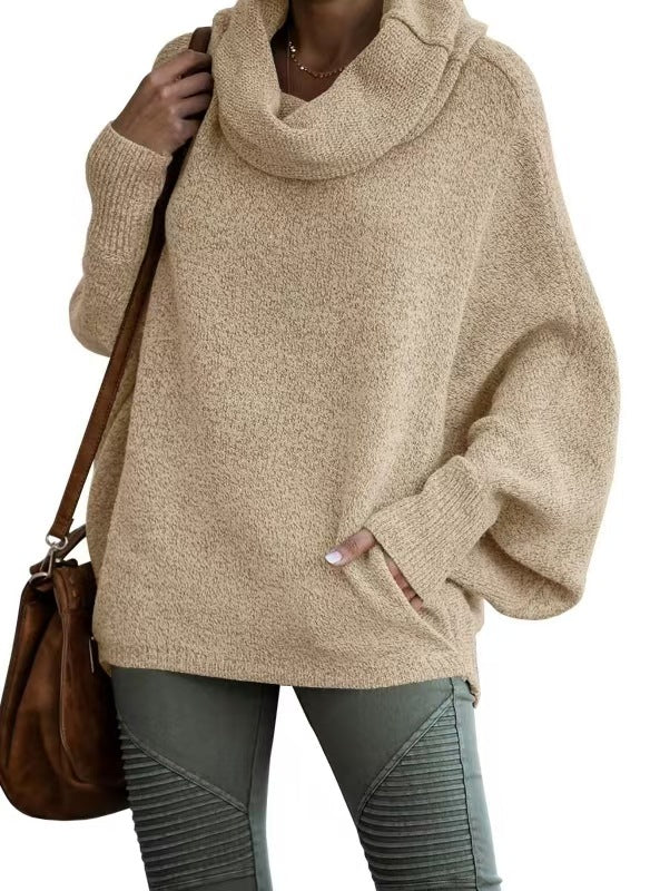 Damen lässiger Strickpullover mit weichem Stehkragen und weit geschnittenen Ärmeln Krohn-e
