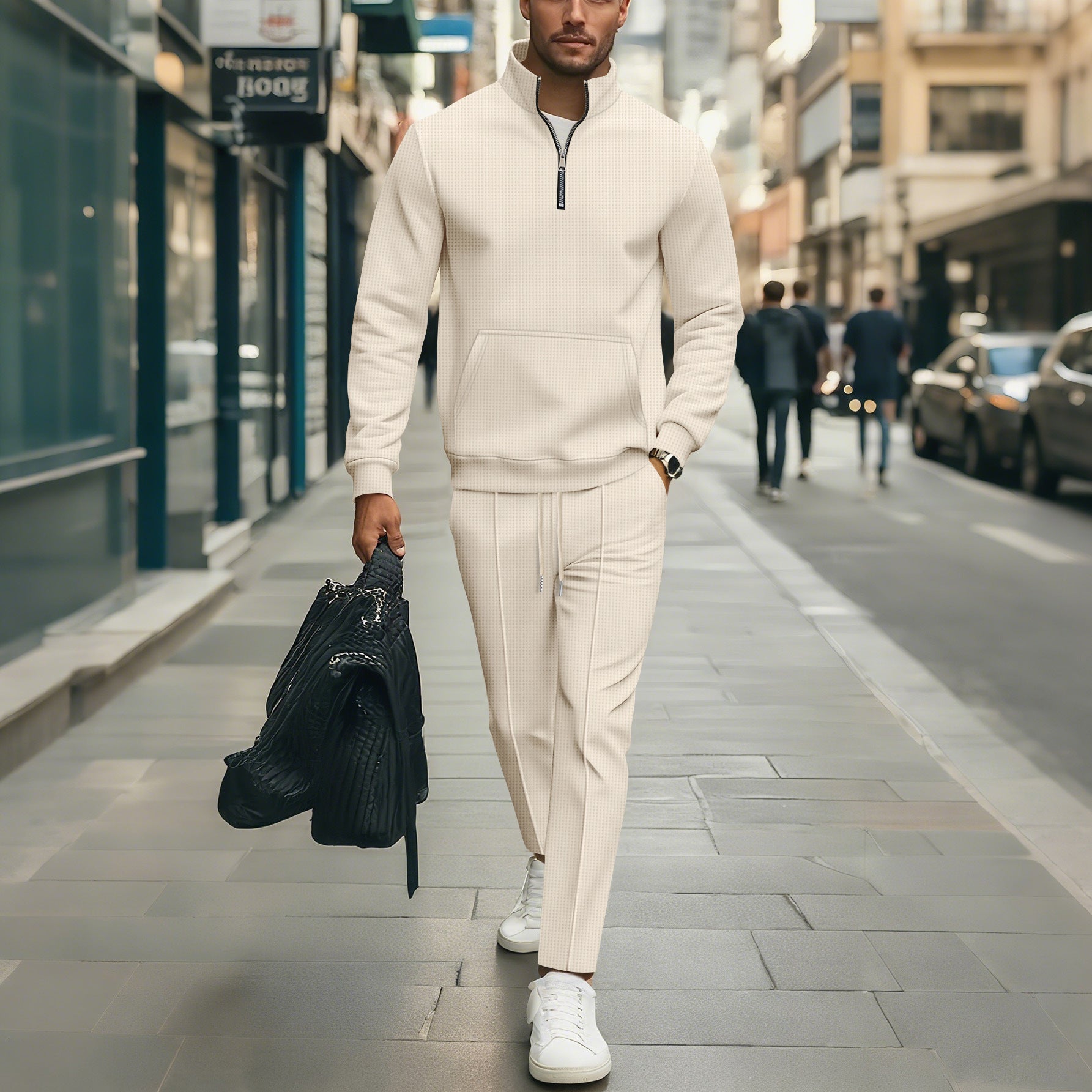 Herren Freizeit Sweater-Set mit modernem Reißverschluss und elastischem Bund Krohn-e