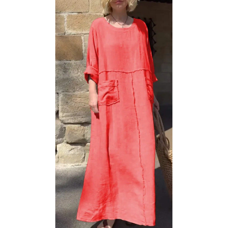 Langes, lässiges Plisseekleid mit langen Ärmeln von Krohn-e