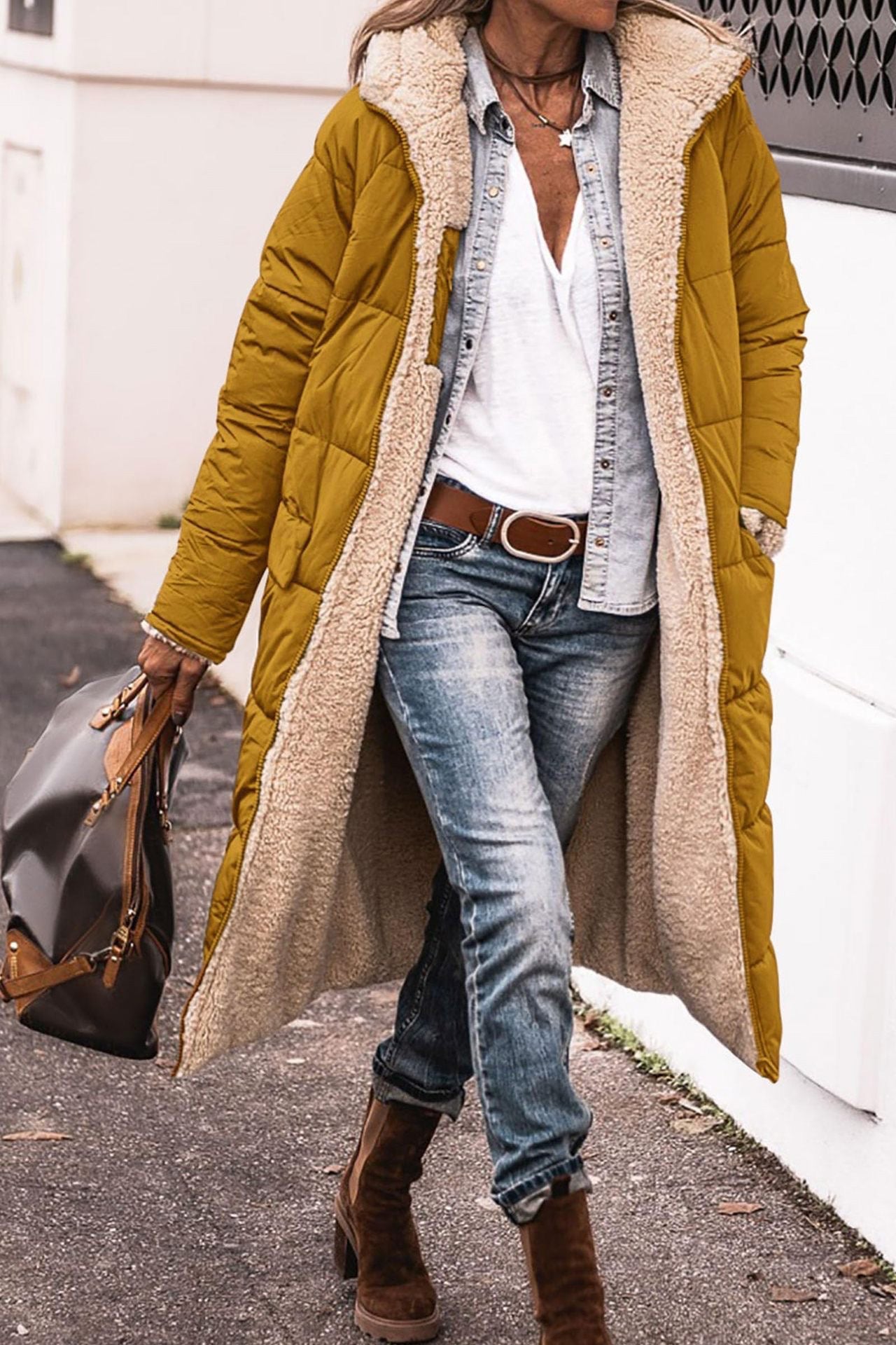 Damen Lange gefütterte Winterjacke mit luxuriösem Innenfutter Krohn-e