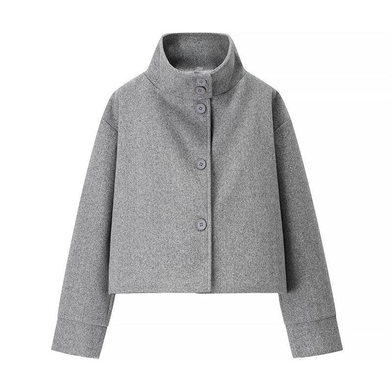Damen modische Cropped-Jacke mit hohem Kragen und praktischen Knöpfen Krohn-e