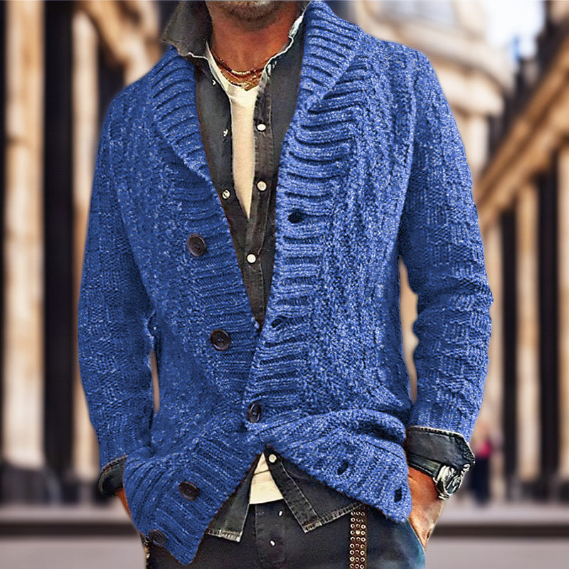 Herren Strickjacke mit großem Schalkragen und strukturiertem Design Krohn-e