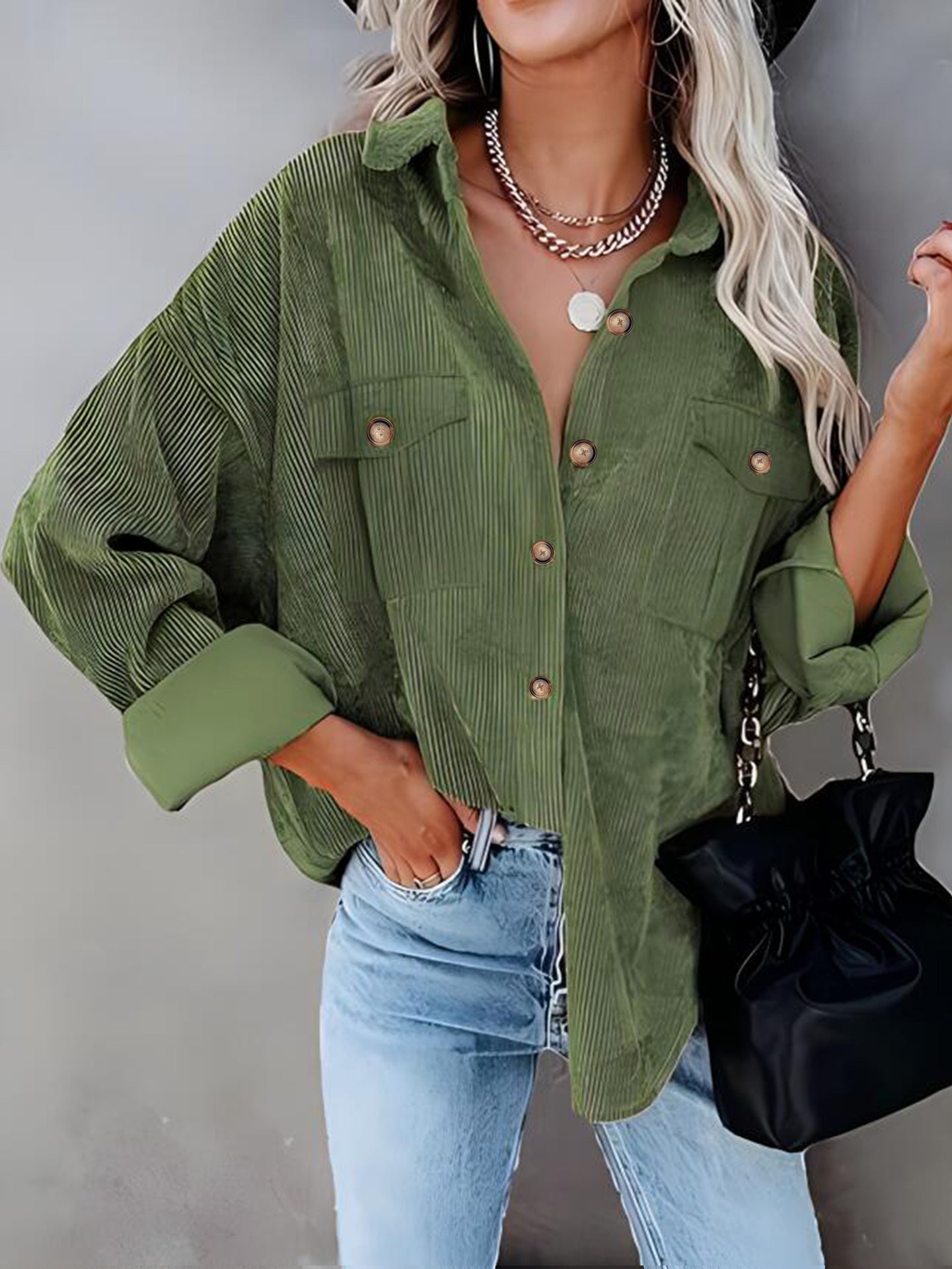 Damen Cordhemdjacke mit doppelter Brusttasche Krohn-e