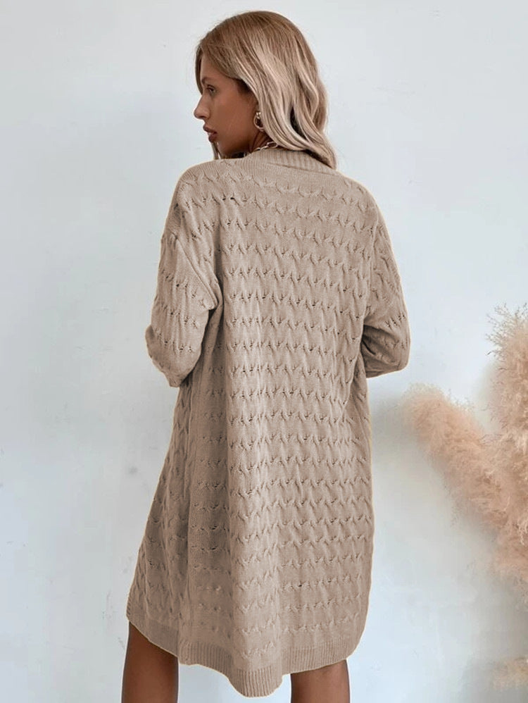 Damen Großer Strickmantel mit strukturiertem Muster und lässigem Schnitt Krohn-e