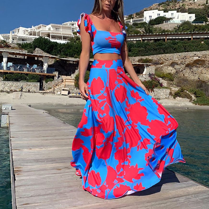 Damen Elegantes Maxikleid mit fließendem Saum und verspieltem Blumenmuster Krohn-e