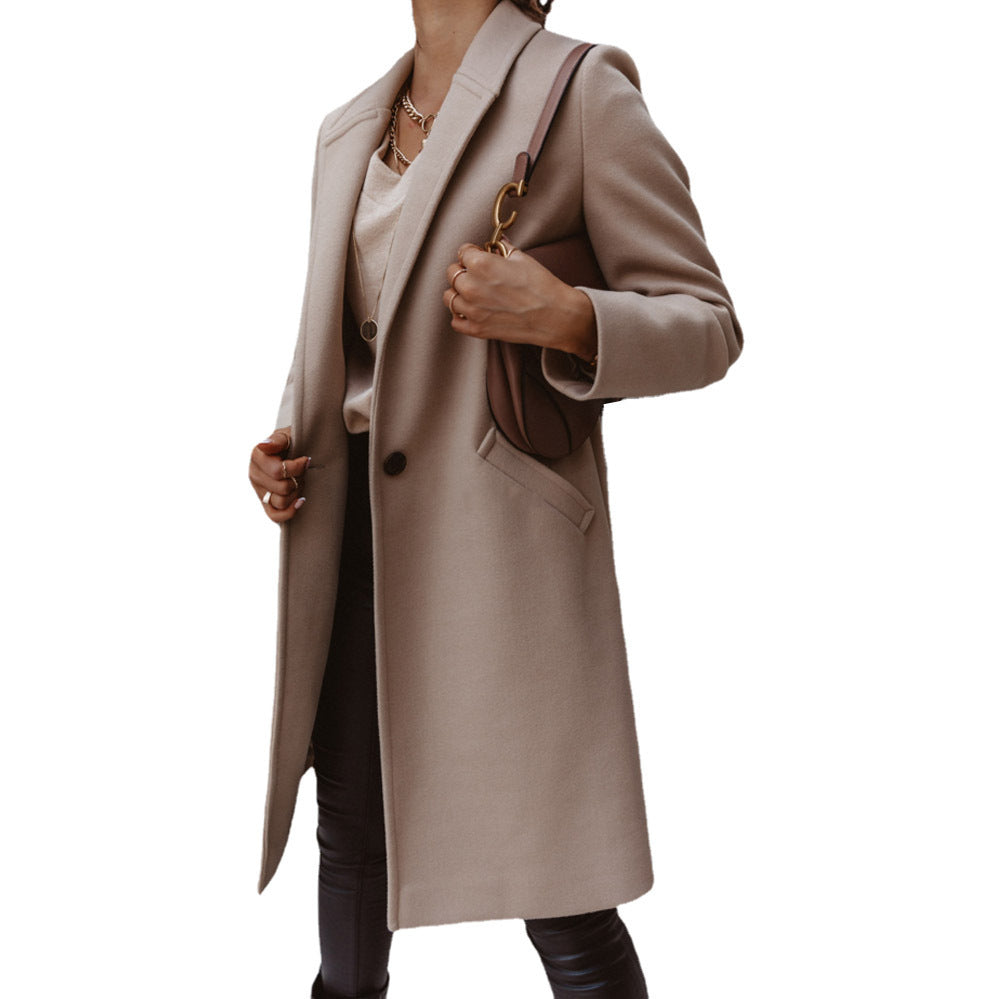 Damen Eleganter Wollmantel mit schmaler Silhouette und praktischen Taschen Krohn-e