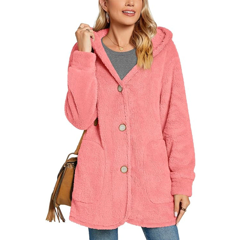 Damen Kuschelige Fleecejacke mit Kapuze und Taschen Krohn-e