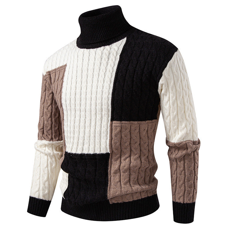 Herren hochwertiger Strickpullover mit modernem Farbblockdesign Krohn-e
