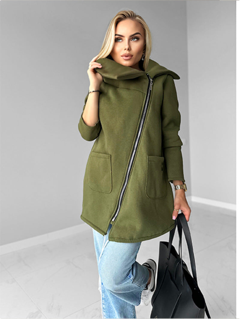Krohn-e | Reißverschluss Revers Mid Length Fleece Sweatshirt Jacke