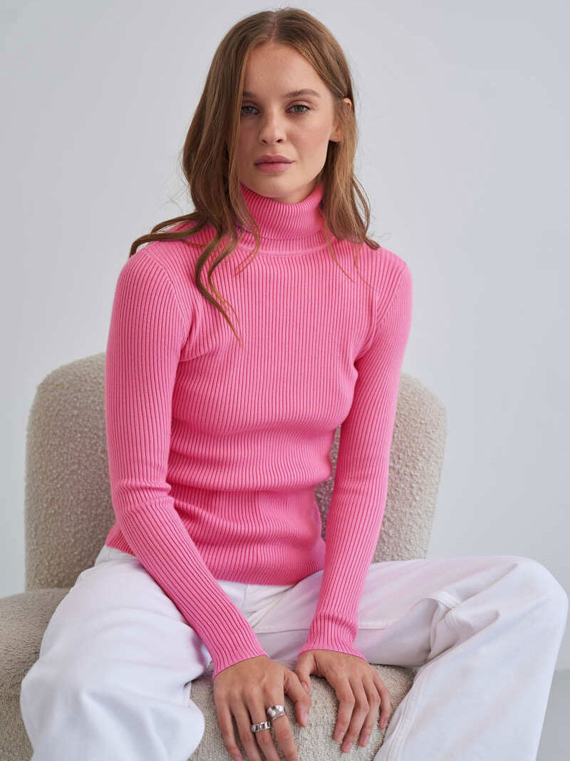 Damen Rollkragenpullover mit geripptem Design und lässigem Schnitt Krohn-e