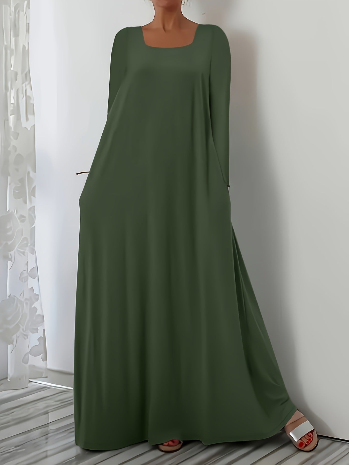 Damen Weit geschnittenes Maxikleid mit praktischen Taschen Krohn-e
