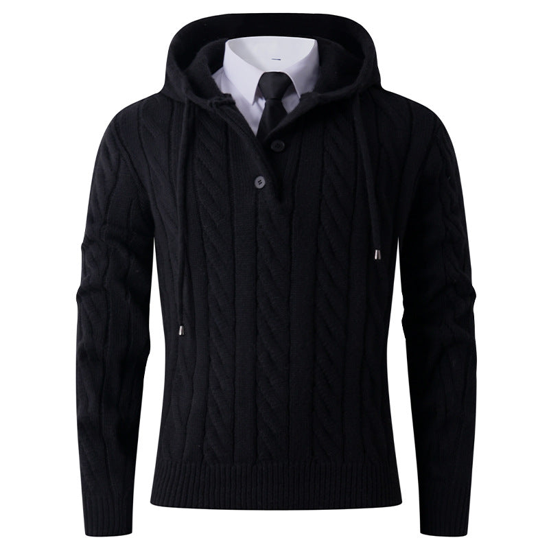Herren Strickjacke mit Kapuze und modernem Zopfmuster Krohn-e