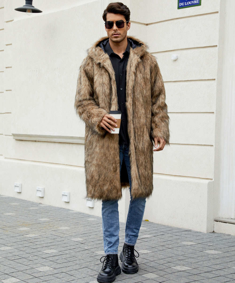 Herren Elegant gefütterter Mantel mit Kapuze Krohn-e