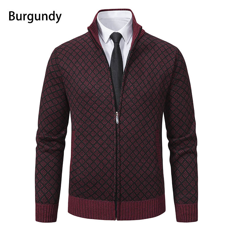 Herren Strickjacke mit Reißverschluss und modernem Rautenmuster Krohn-e