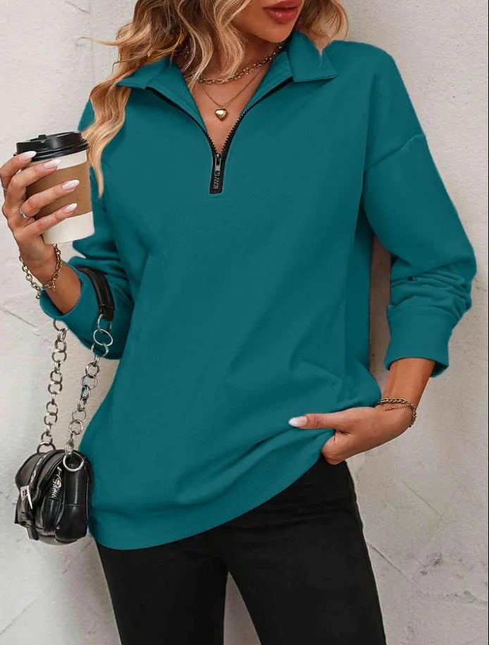Damen Sweatshirt mit halbem Reißverschluss Krohn-e