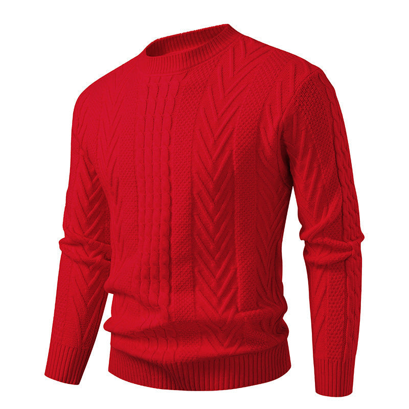 Herren Grobstrickpullover mit Zopfmuster und Rundhalsausschnitt Krohn-e