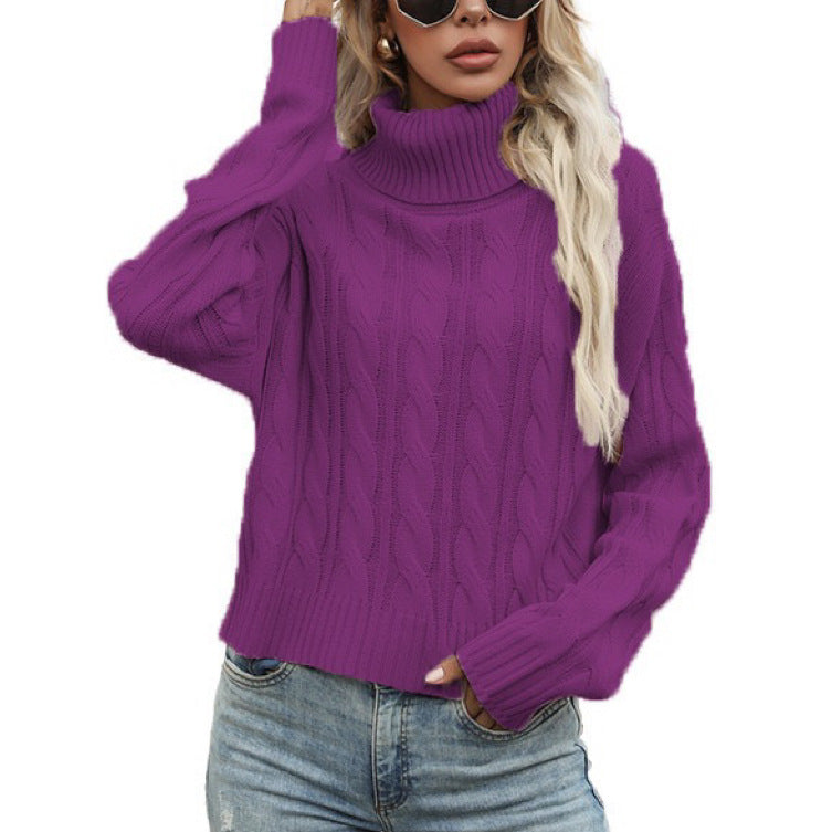 Damen Rollkragenpullover mit strukturiertem Zopfmuster und lässigem Schnitt Krohn-e