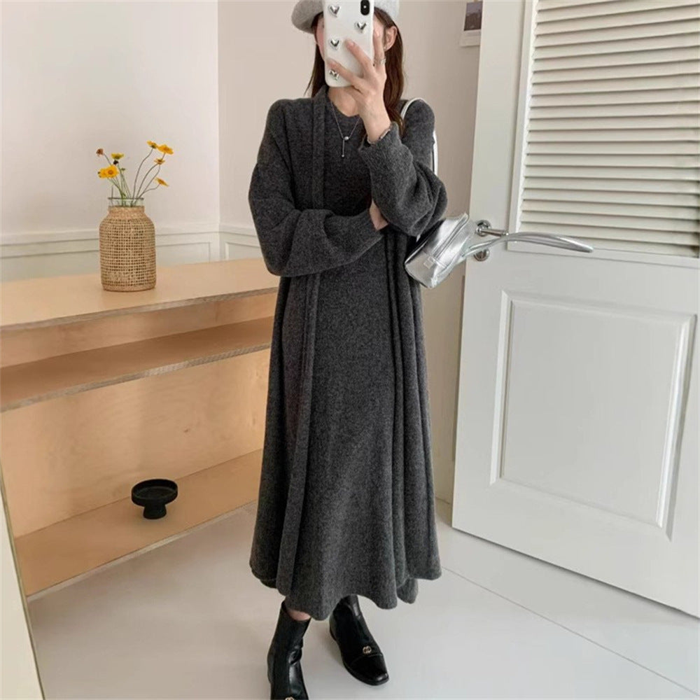 Damen Maxi-Strickkleid mit legerem Schnitt und langem Ärmel Krohn-e