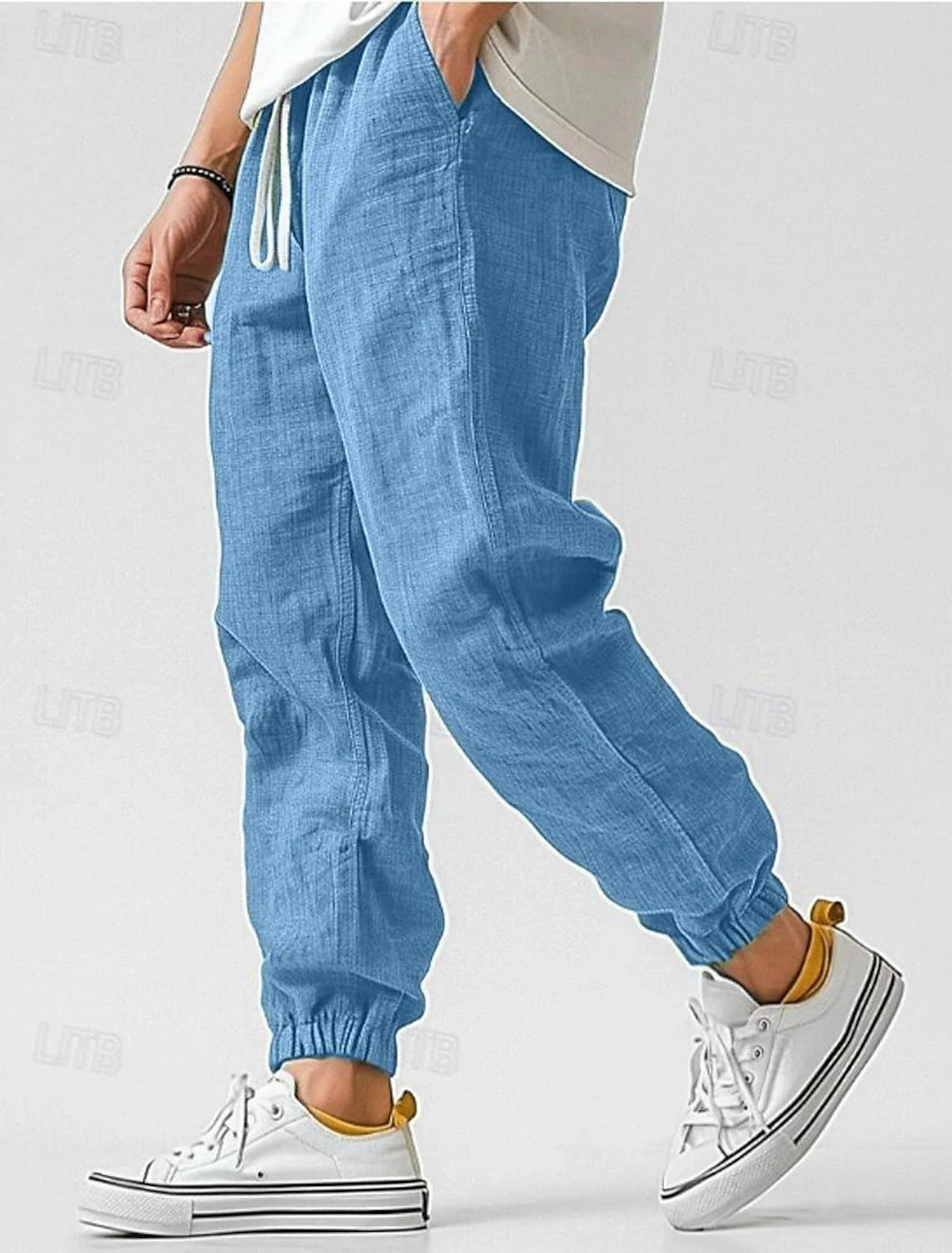 Herren Bequeme Leinenhose mit elastischem Bund und seitlichen Taschen Krohn-e