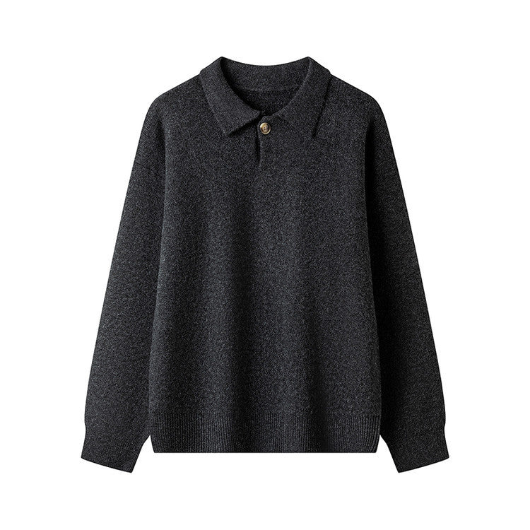 Damen eleganter Strickpullover mit Polokragen und Knopf Krohn-e