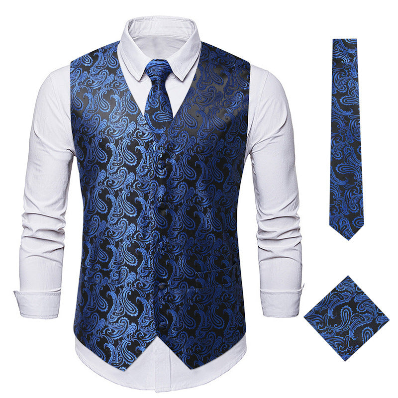 Herren elegante Anzugweste mit eleganten Paisley-Muster und passendem Zubehör Krohn-e