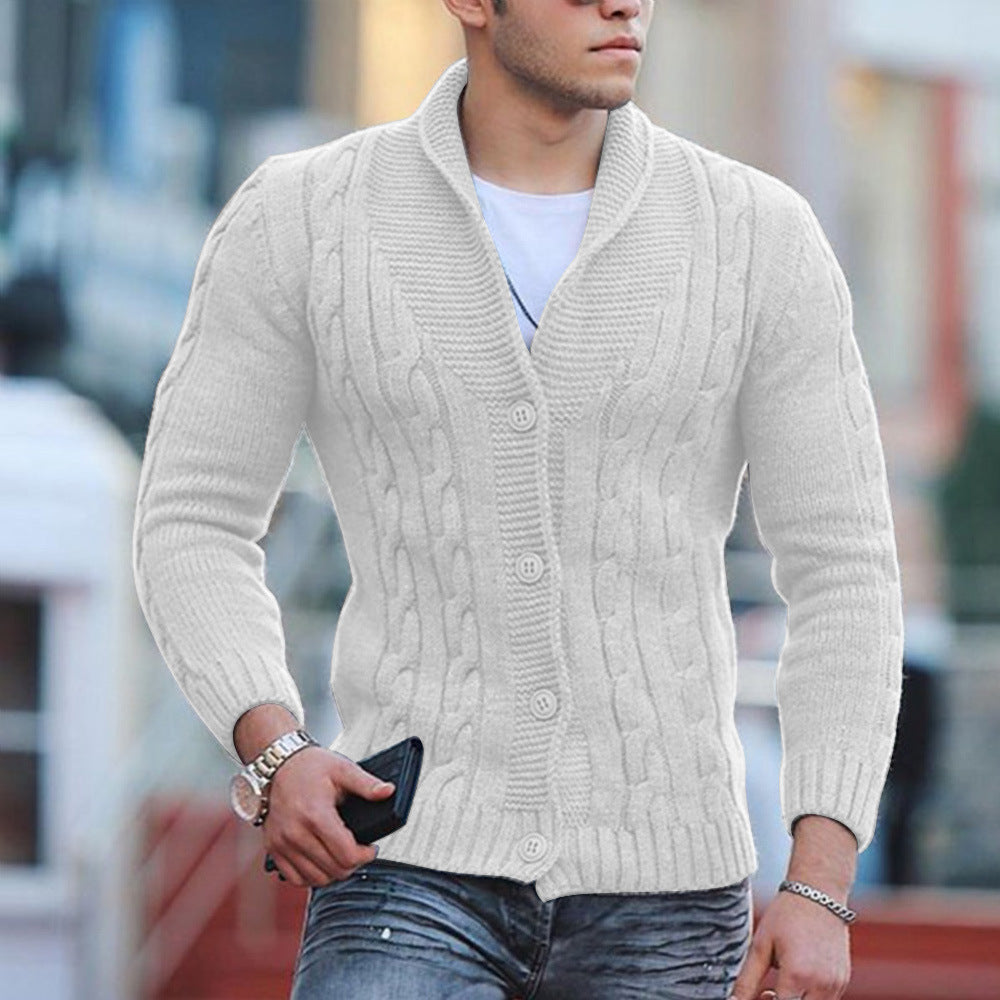 Herren Strickjacke mit einzigartigem Zopfmuster und modischem Schalkragen Krohn-e