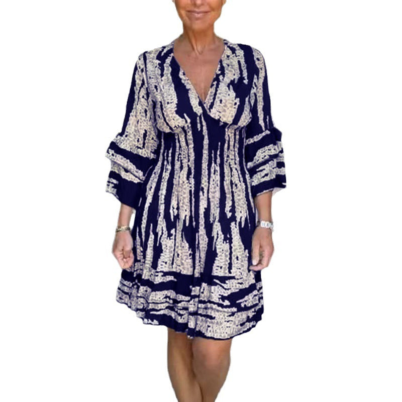 Fudus | Gedrucktes Kleid mit Dreiviertelärmeln