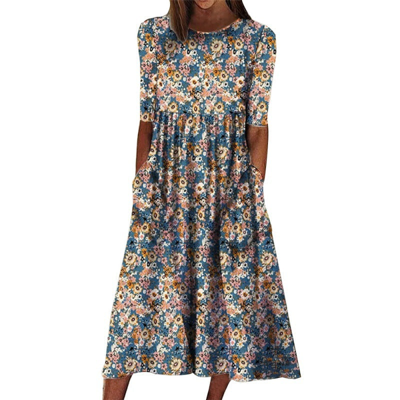 Fudus lässiges, lockeres Midikleid mit Taschen