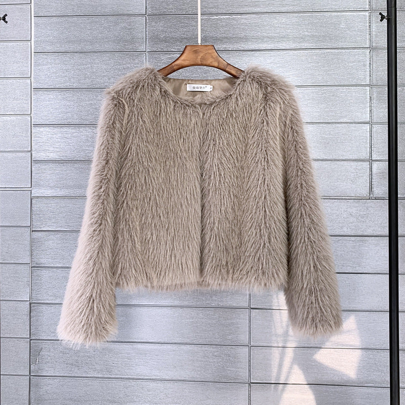 Damen Flauschige Kurzjacke aus hochwertigem Kunstfell mit eleganten Ärmeln Krohn-e