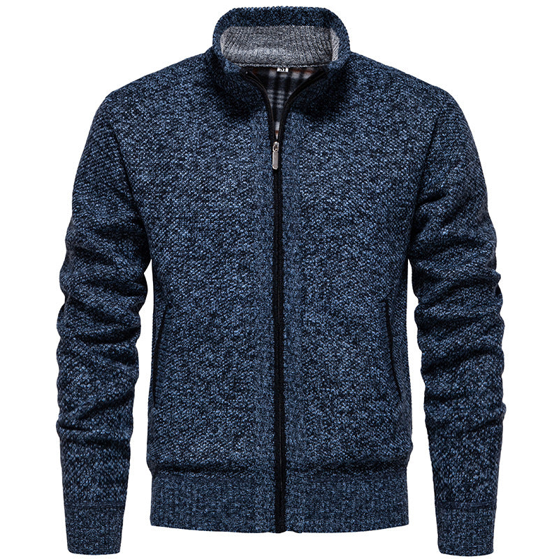 Herren stylischer Strickjacke mit hohem Kragen und praktischen Taschen Krohn-e