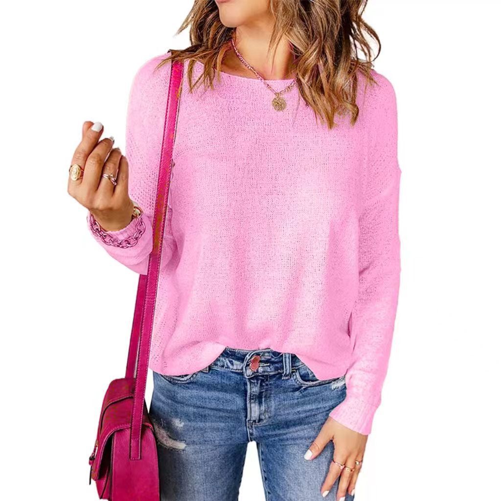 Damen Grober Strickpullover mit weitem Schnitt und dekorativem V-Ausschnitt Krohn-e