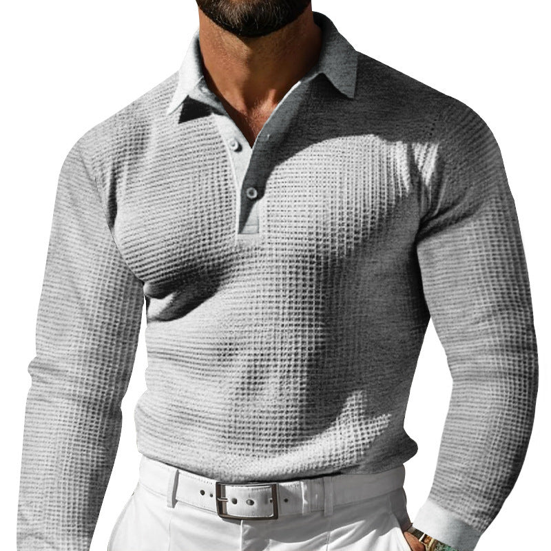 Herren Langarm-Poloshirt mit strukturiertem Design und klassischem Kragen Krohn-e