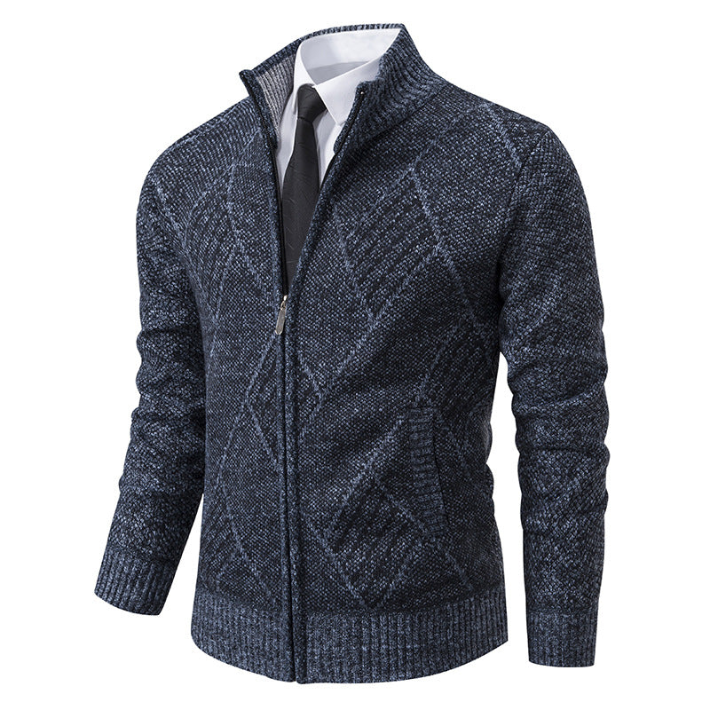 Herren Strickjacke mit modernem Muster und schmalem Schnitt Krohn-e