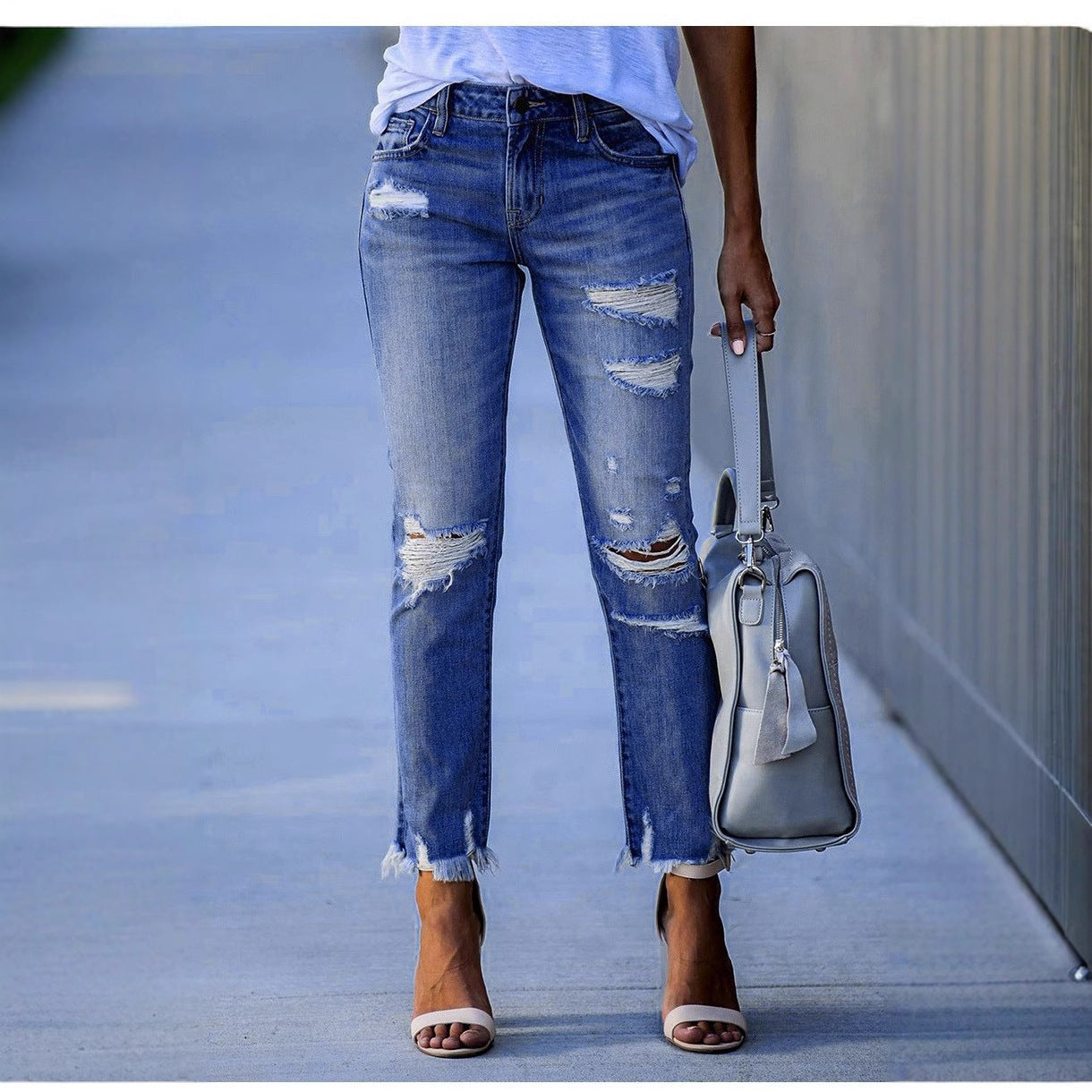 Damen Ripped Jeans im modernen Vintage-Look mit fransigen Säumen Krohn-e