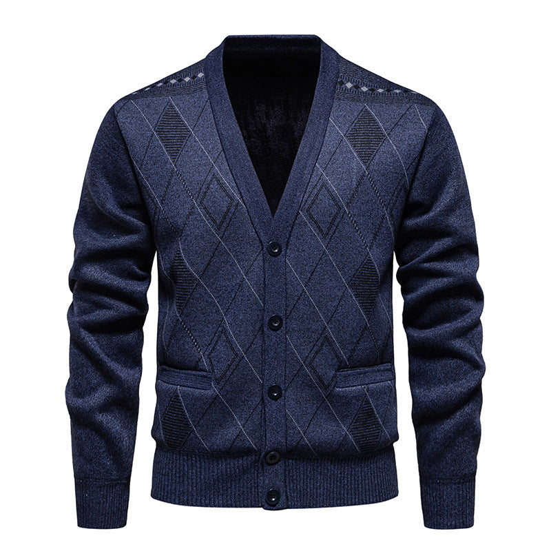 Herren stilvolle Strickjacke mit Rautenmuster Krohn-e