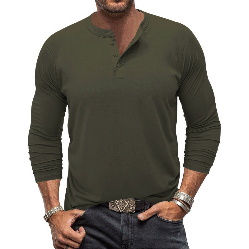 Herren Langarm T-Shirt mit Knopfleiste Krohn-e