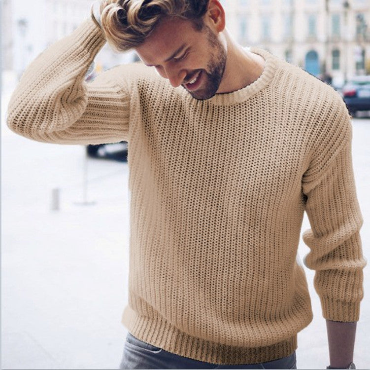 Herren trendiger Strickpullover mit luftiger Struktur und zeitgemäßem Rundhalsausschnitt Krohn-e