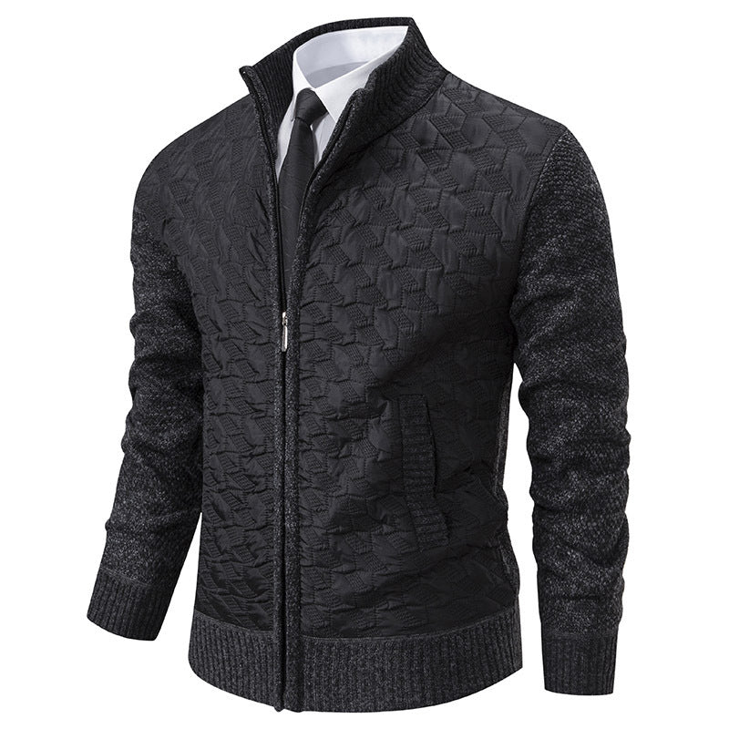 Herren stylische Steppjacke mit strukturiertem Obermaterial und hohem Kragen Krohn-e